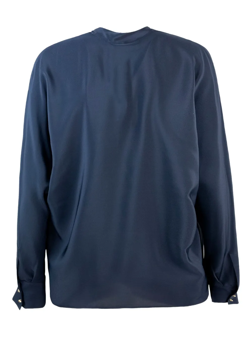 Max Mara tie-neck long-sleeve shirt Blauw