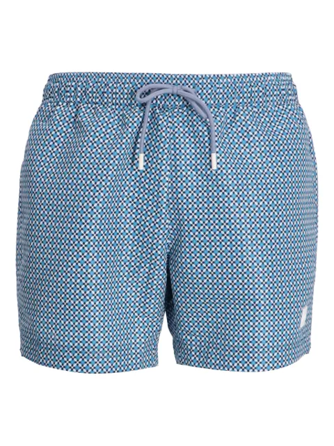 BOSS geometric-pattern swim shorts