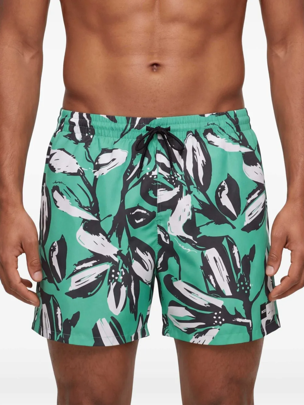 BOSS Zwembroek met bloemenprint Groen
