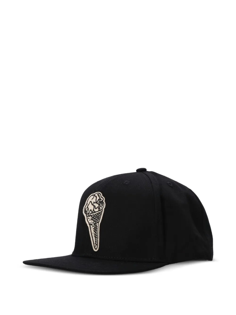 Icecream Cone-embroidered Hat In Black