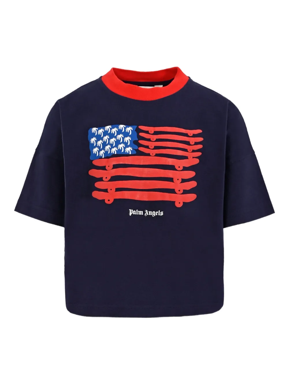 Palm Angels Kids T-shirt met vlag Blauw