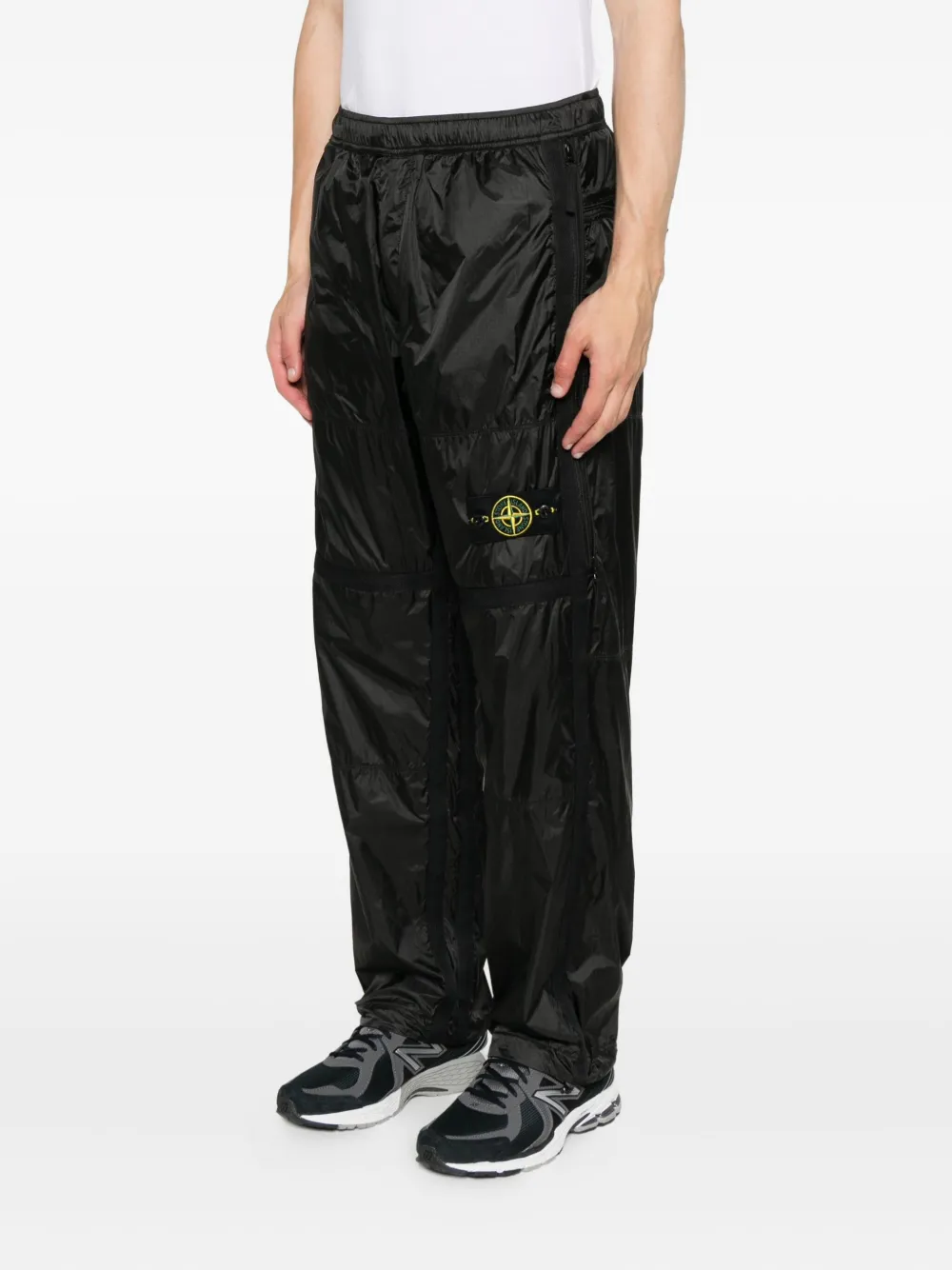 Stone Island panelled zip-detail trousers Zwart
