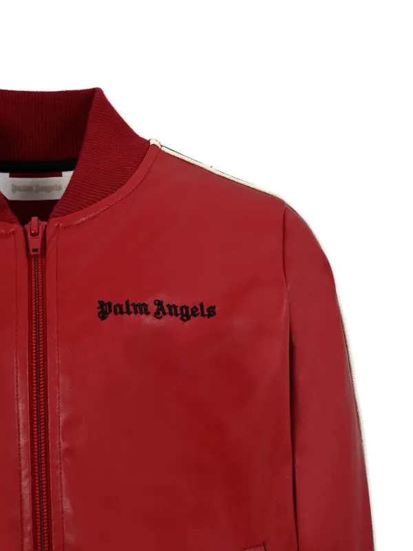 Palm Angels Kids ストライプディテール ボンバージャケット | レッド