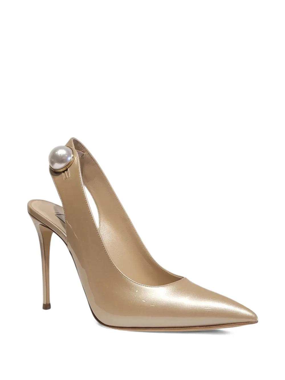 Casadei 100mm embellished sling-back pumps Gold