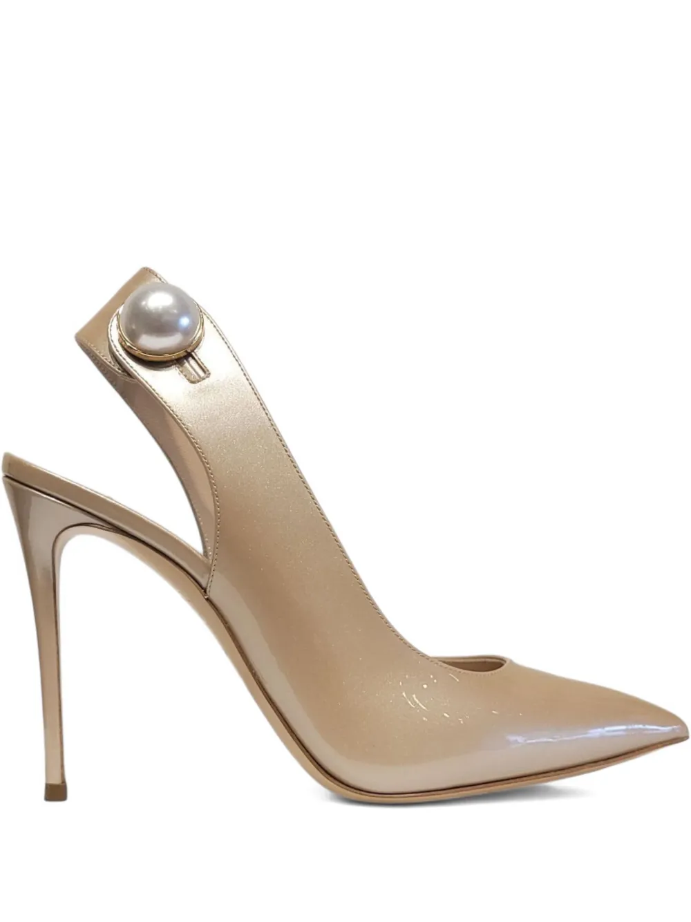 Casadei 100mm embellished sling-back pumps Gold