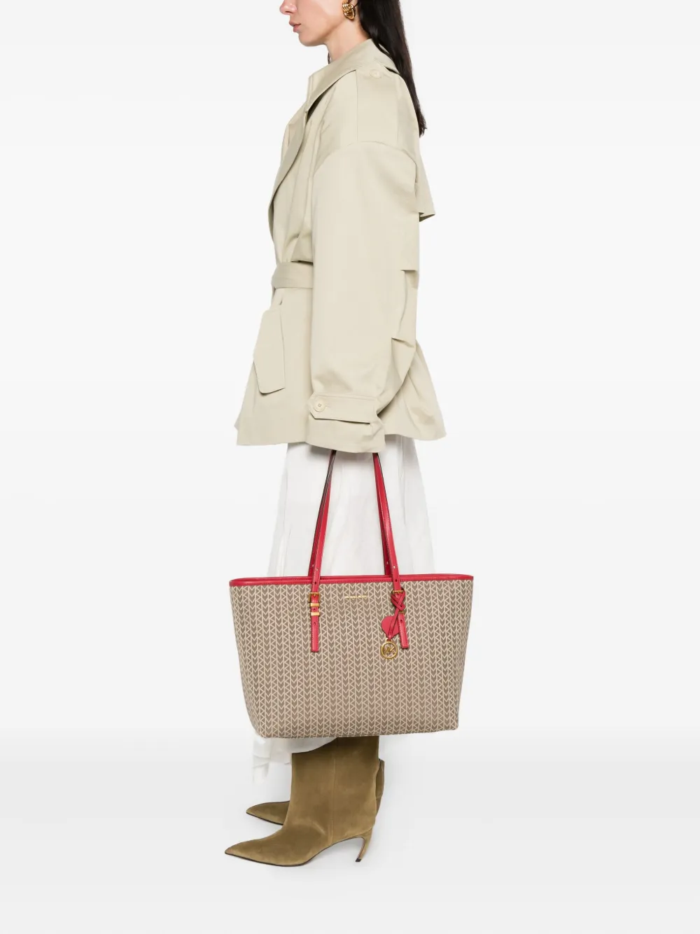 Michael Kors large Quinn monogram tote bag Beige