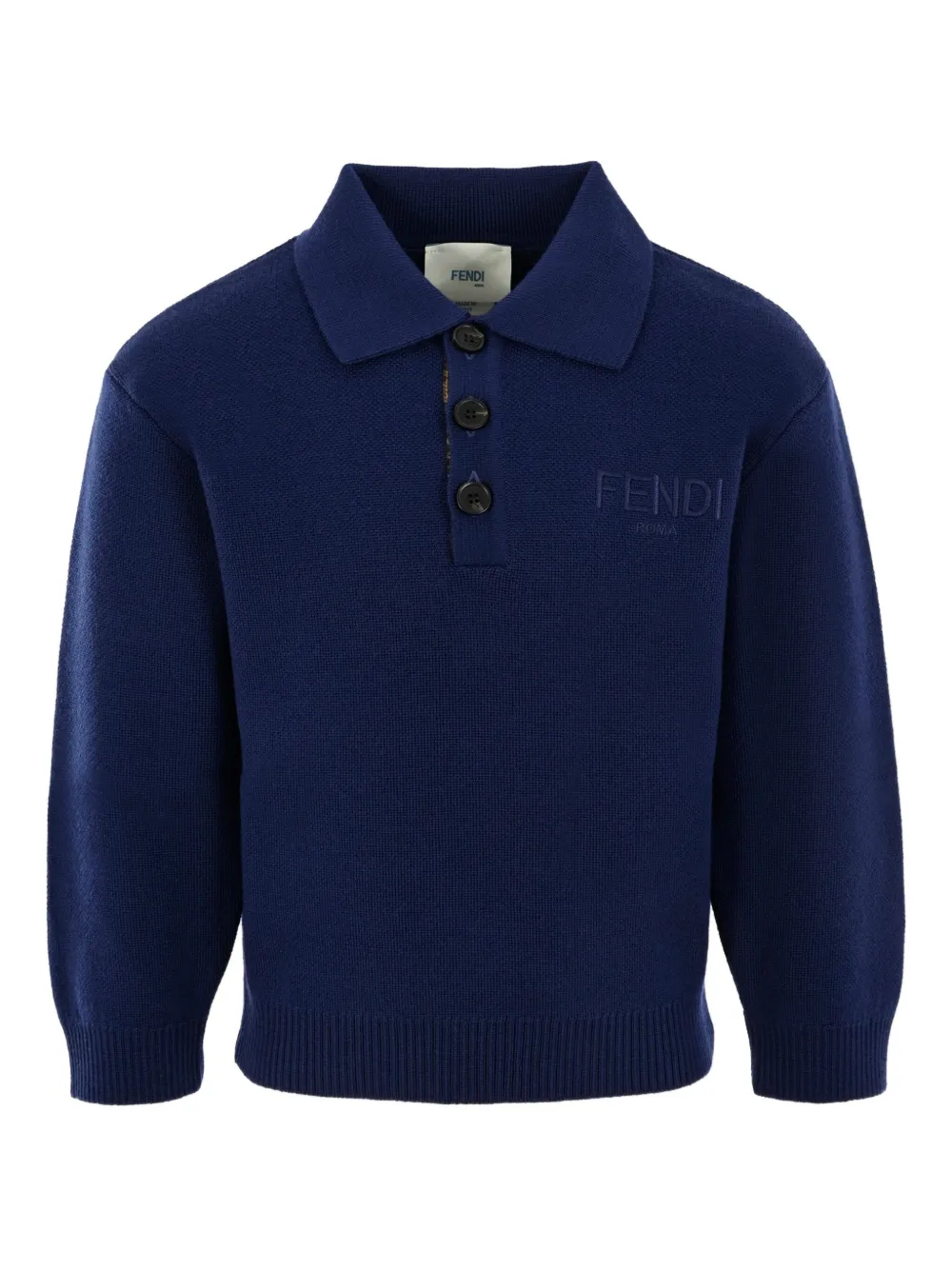 Fendi Kids logo-embroidered polo shirt Blauw