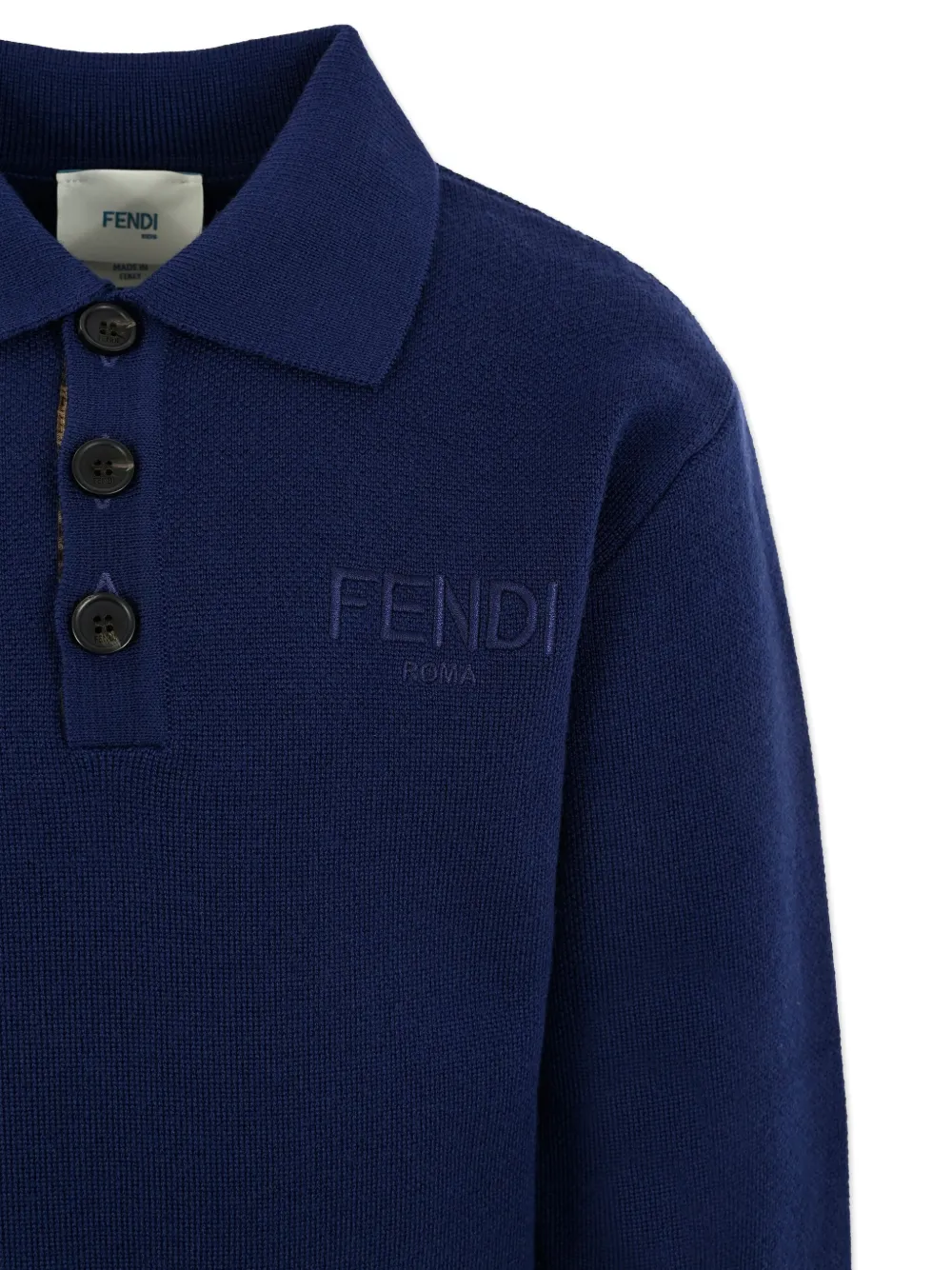 Fendi Kids logo-embroidered polo shirt Blauw