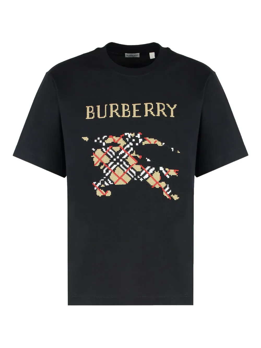 Burberry logo-instarsia T-shirt Zwart