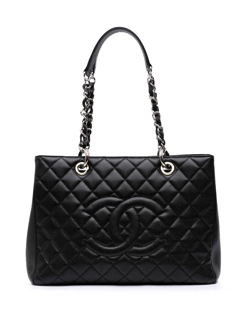 CHANEL Pre-Owned 2012-2013 キャビア グランド ショッピング トートバッグ - ブラック CHANEL Pre-Owned 2012-2013 キャビア グランド ショッピング トートバッグ - ブラック