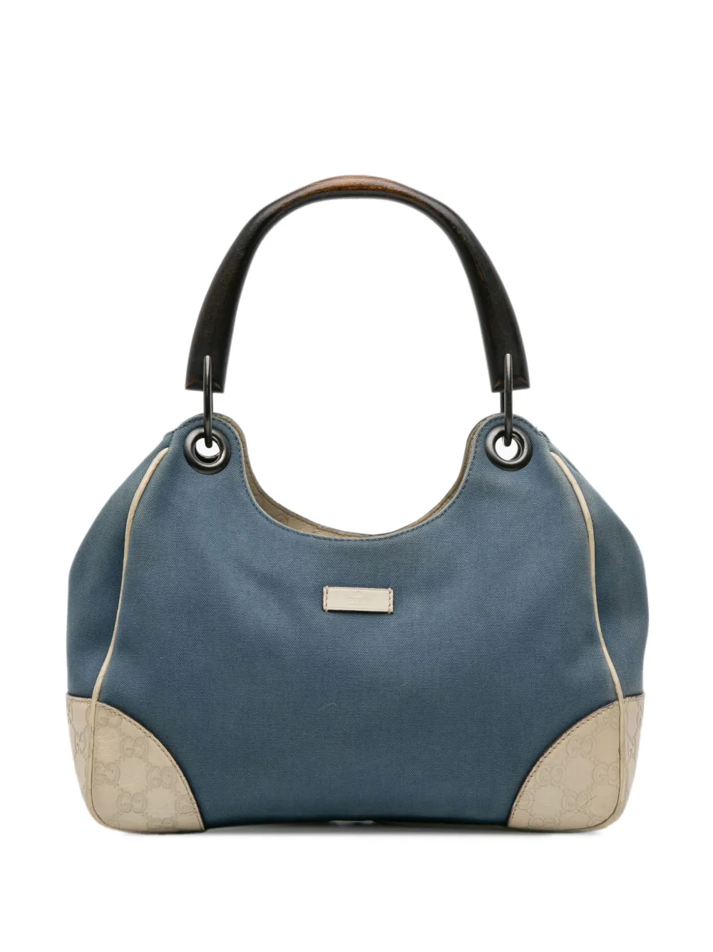 Gucci Pre-Owned 2016-2025 Canvas and Guccissima Bamboo shoulder bag - Blu