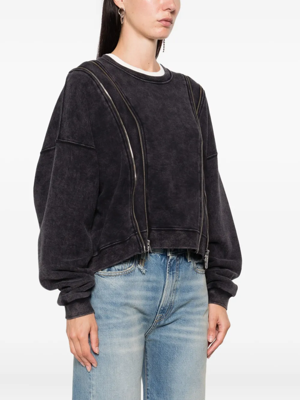 R13 zip-detailed sweatshirt Zwart