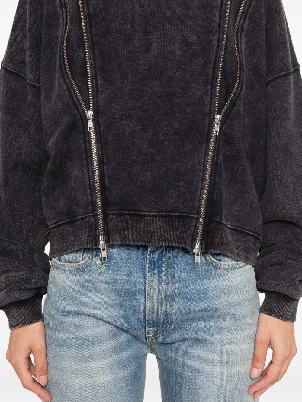 R13 zip-detailed sweatshirt Zwart