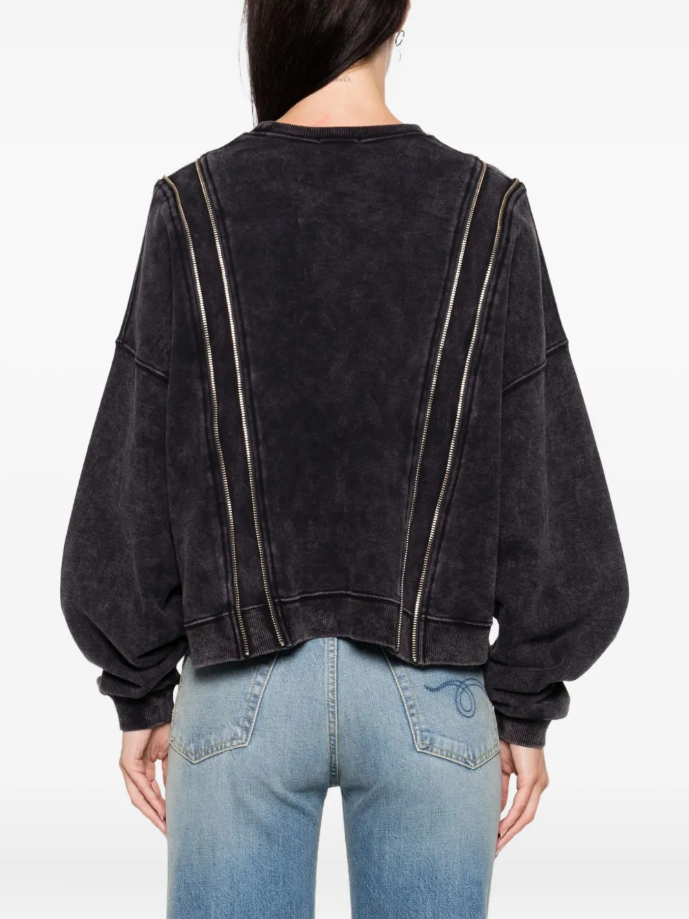 R13 zip-detailed sweatshirt Zwart