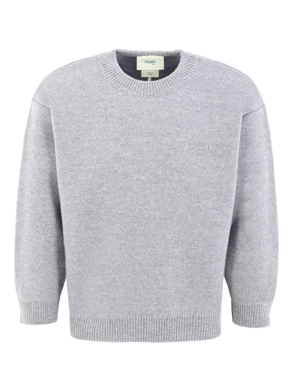 Fendi Kids Wollen trui met logodetail Grijs