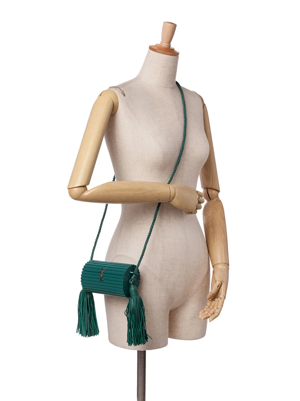 Saint Laurent Pre-Owned 2018 Ribbed Acrylic Lambskin Fringe Monogram Opium Box Bag crossbody bag | Pre-Owned | Image 2