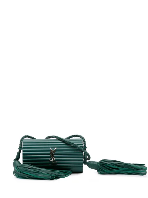 Saint Laurent Pre-Owned 2018 Ribbed Acrylic Lambskin Fringe Monogram Opium Box Bag crossbody bag