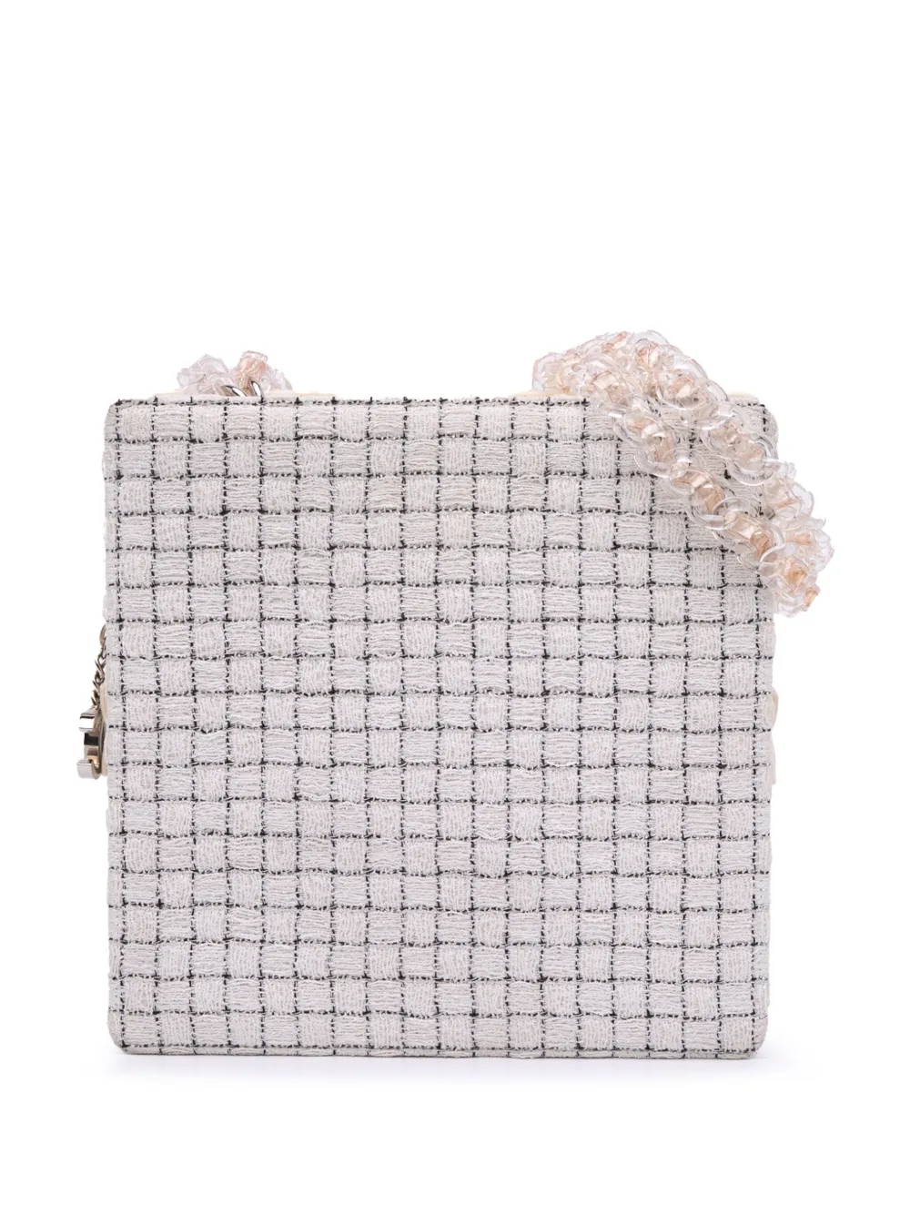 Pre-owned Chanel 2016-2017 Small Tweed And Resin Zipped Shopping Bag Shoulder Bag