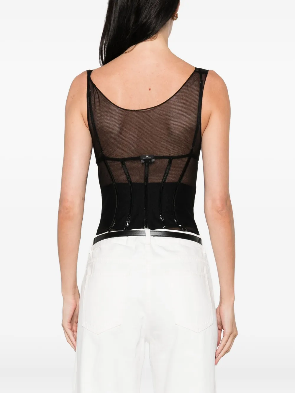Elisabetta Franchi Body met mesh vlakken Zwart