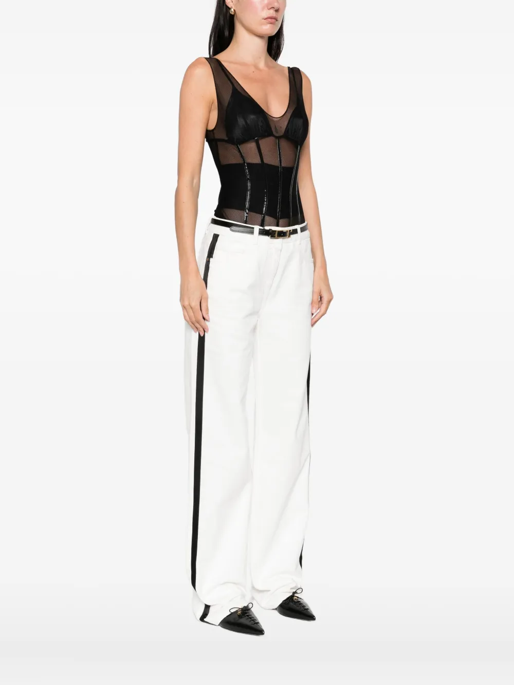 Elisabetta Franchi Body met mesh vlakken Zwart