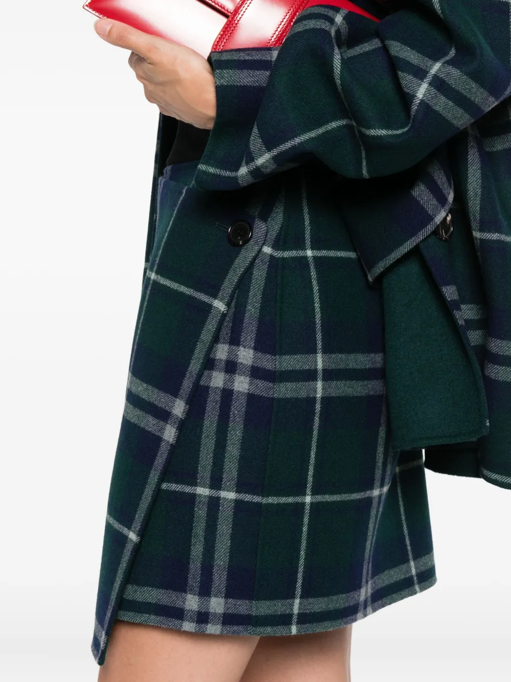 ALICIA AUDREY Geruite mini-rok met knoopsluiting Groen