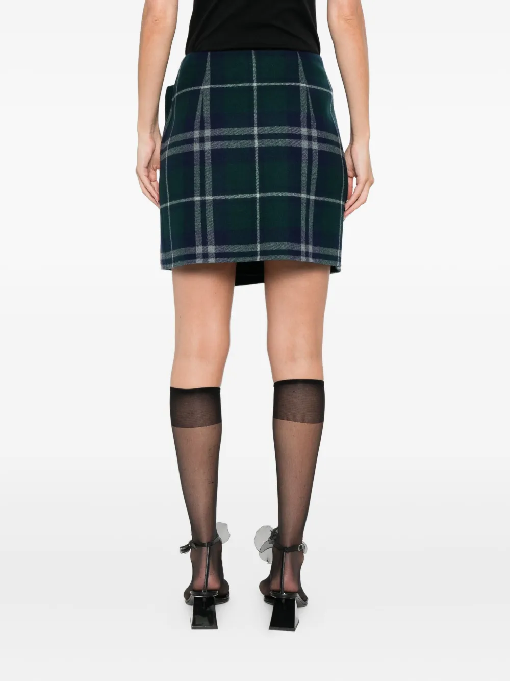 ALICIA AUDREY Geruite mini-rok met knoopsluiting Groen