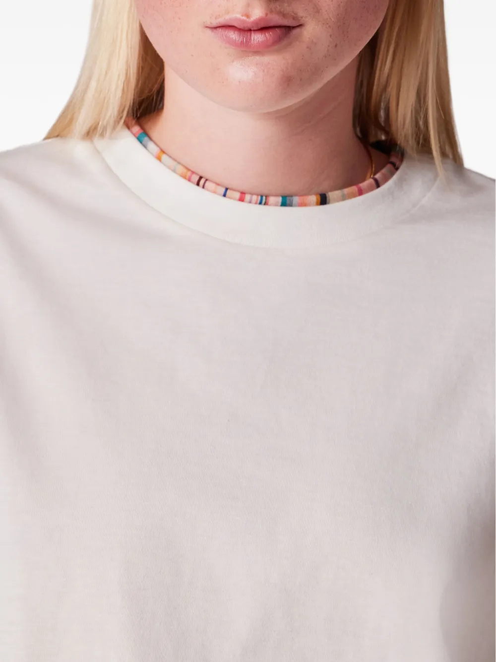  Ps Paul Smith Striped-trim T-shirt - Neutrals 