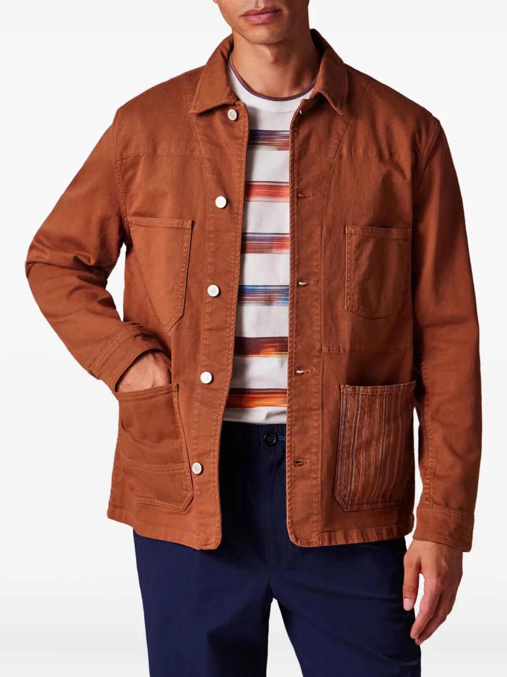  Ps Paul Smith Multi-pocket Panelled Jacket - Orange 