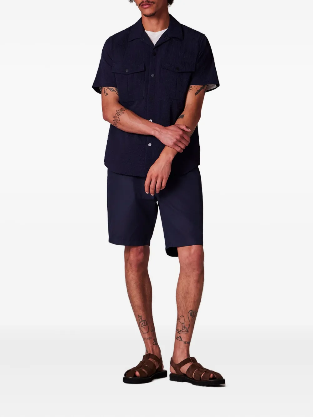 PS Paul Smith Overhemd met getextureerde zak - Blauw