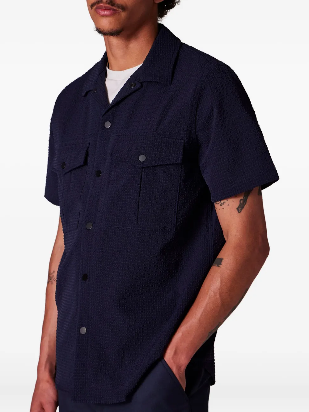  Ps Paul Smith Textured Pocket Shirt - Blue 