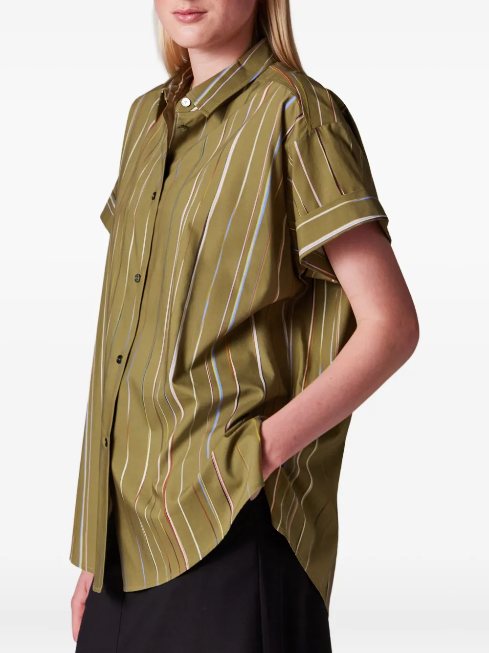 Paul Smith Striped Buttoned Shirt In Green