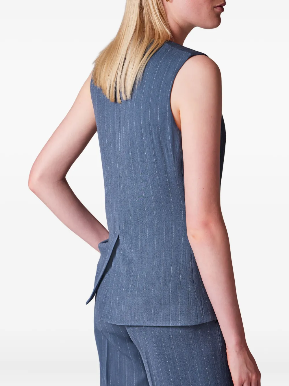 Paul Smith Pinstripe Buttoned Waistcoat In Blue
