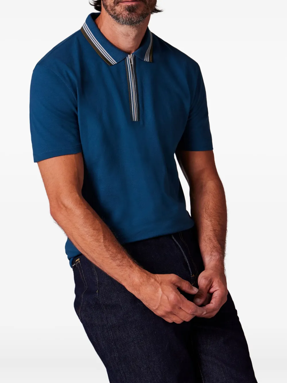 PS Paul Smith Poloshirt met gestreepte kraag - Groen