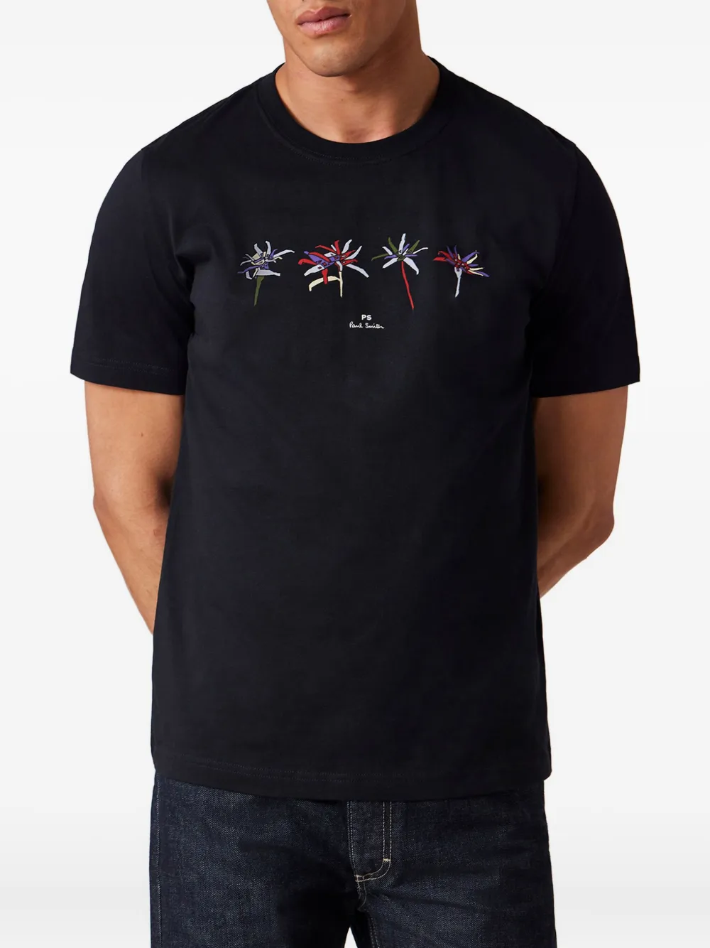 PS Paul Smith T-shirt met bloemenprint - Zwart