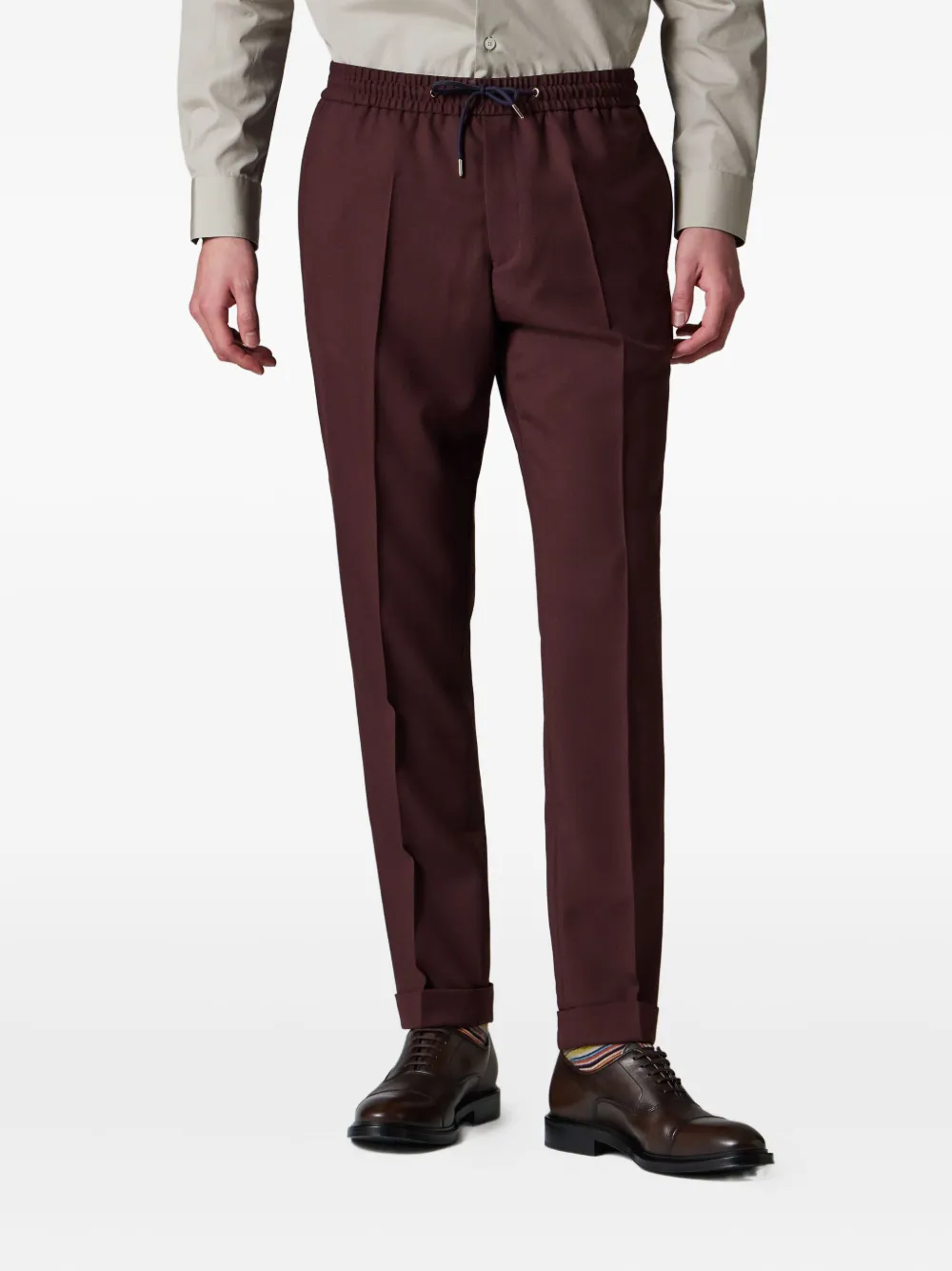 Paul Smith Drawstring Pleated Trousers In Burgundy
