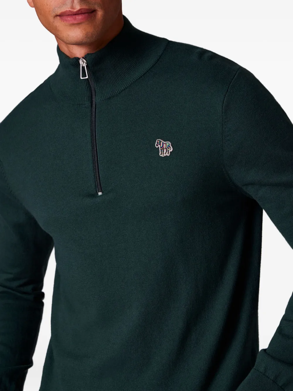  Ps Paul Smith Zebra-motif Zip-up Sweater - Green 