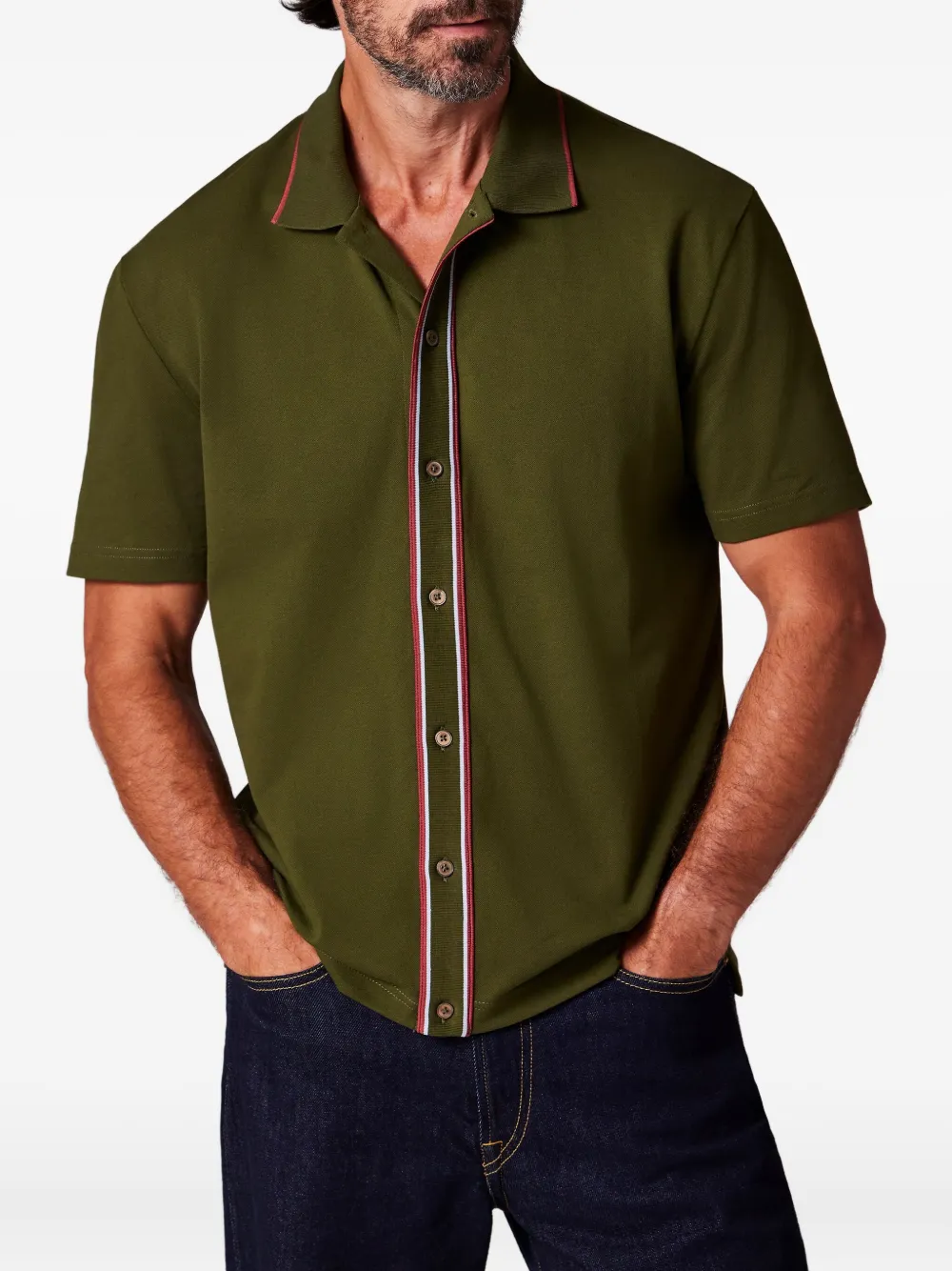 PS Paul Smith Overhemd met gestreept detail - Groen