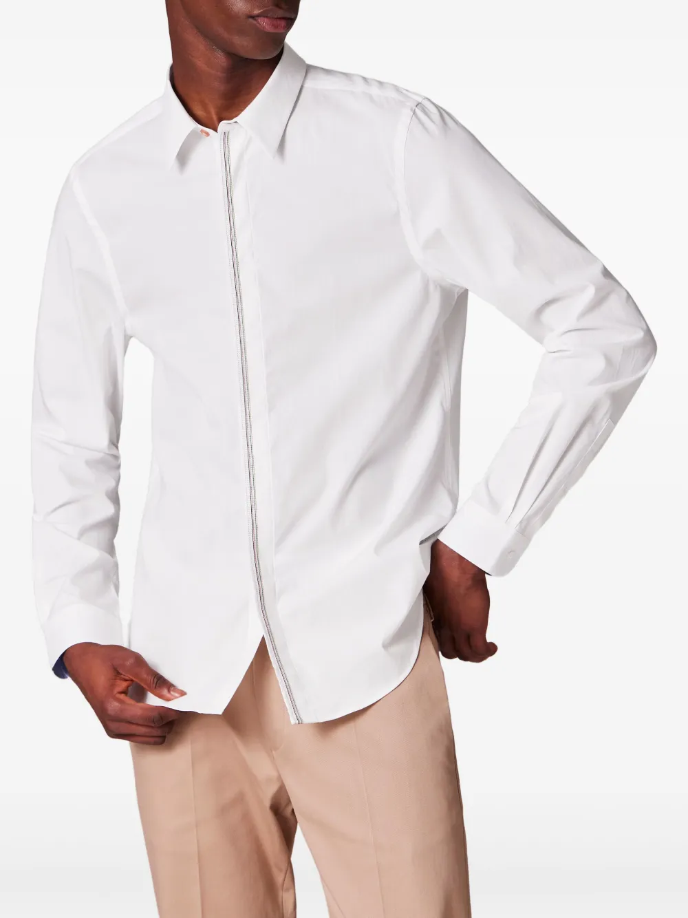 PS Paul Smith Overhemd met gestreept plakkaat - Wit