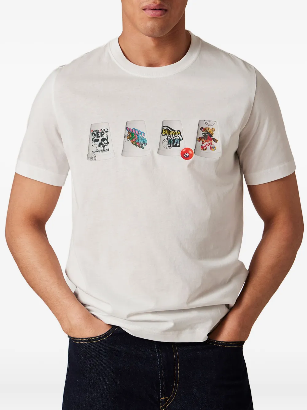 Paul Smith T-shirt met cup-en-ball-print - Wit