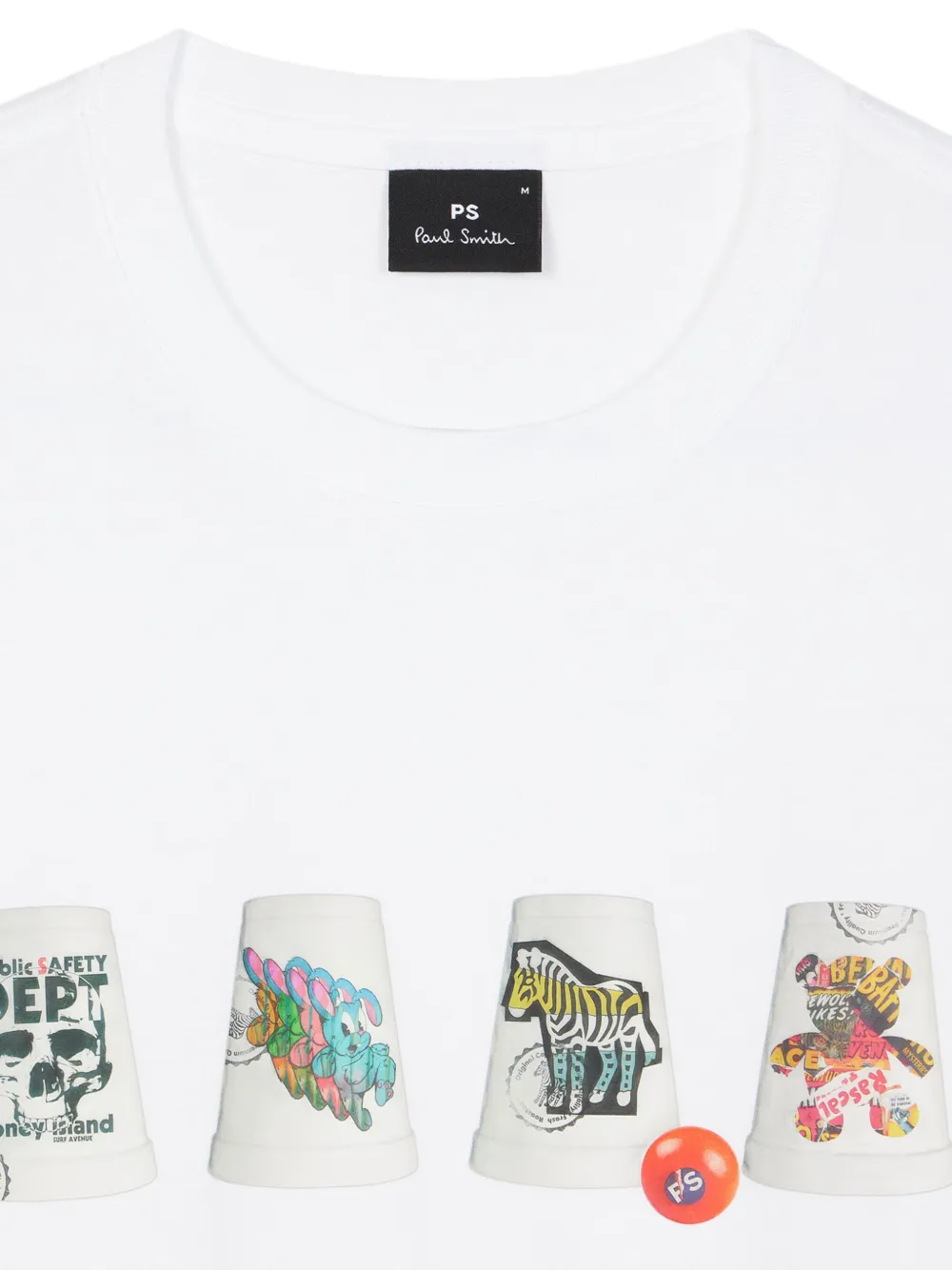 Paul Smith Mens Regular Fit Cups T-shirt In White