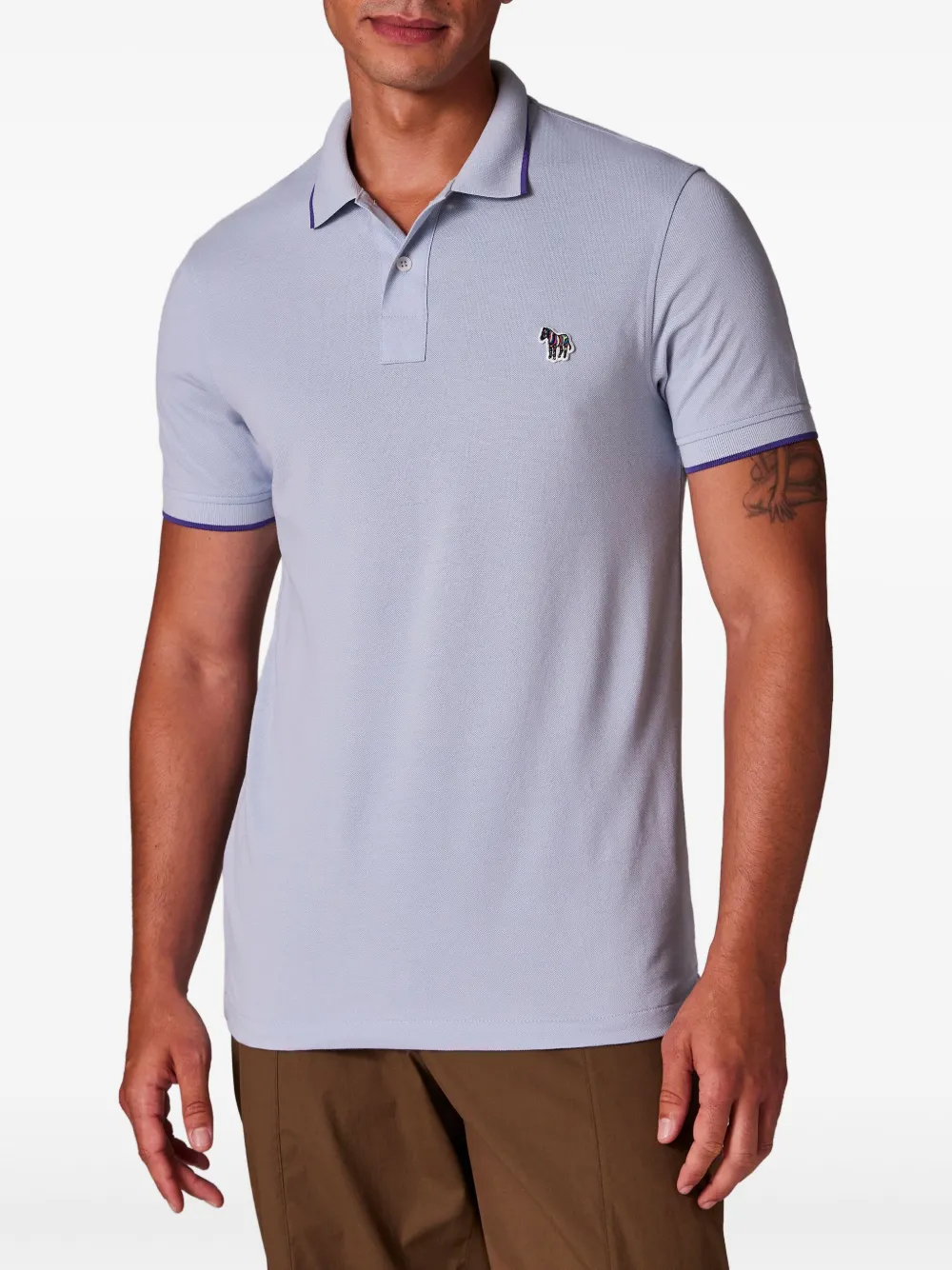 PS Paul Smith Poloshirt met zebra afwerking - Blauw