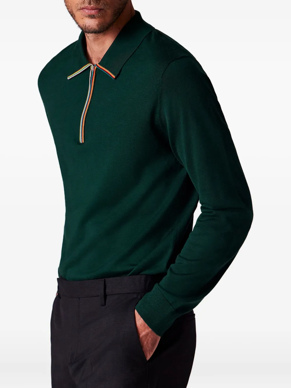 Paul Smith zip-up polo shirt - Groen