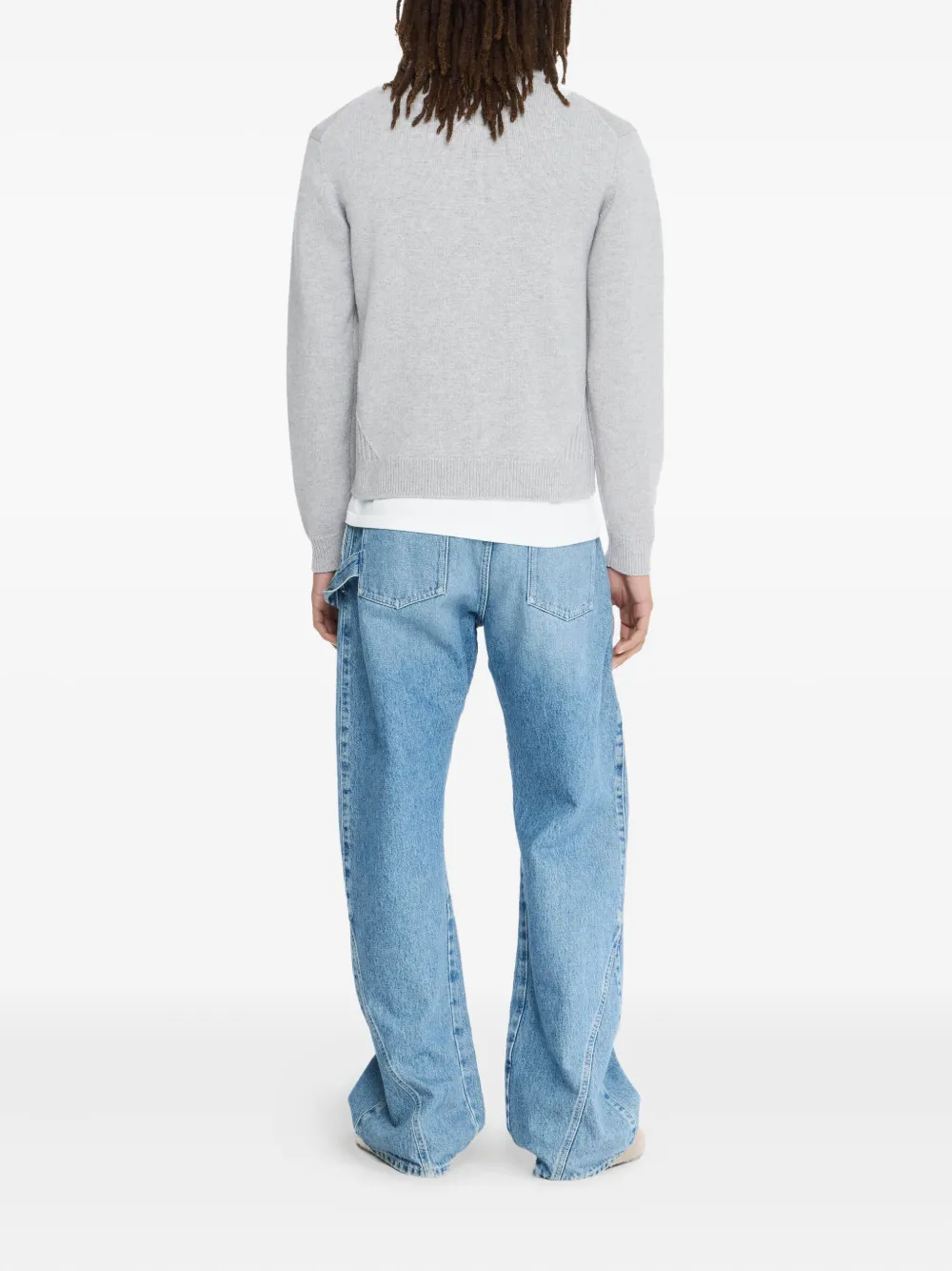 JW Anderson Trui met geribbelde afwerking en ronde hals Grijs
