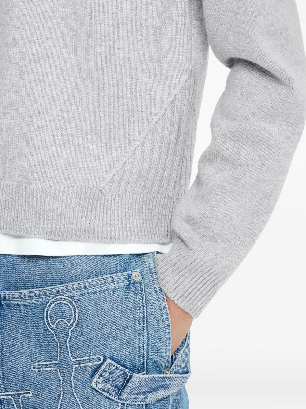JW Anderson Trui met geribbelde afwerking en ronde hals Grijs