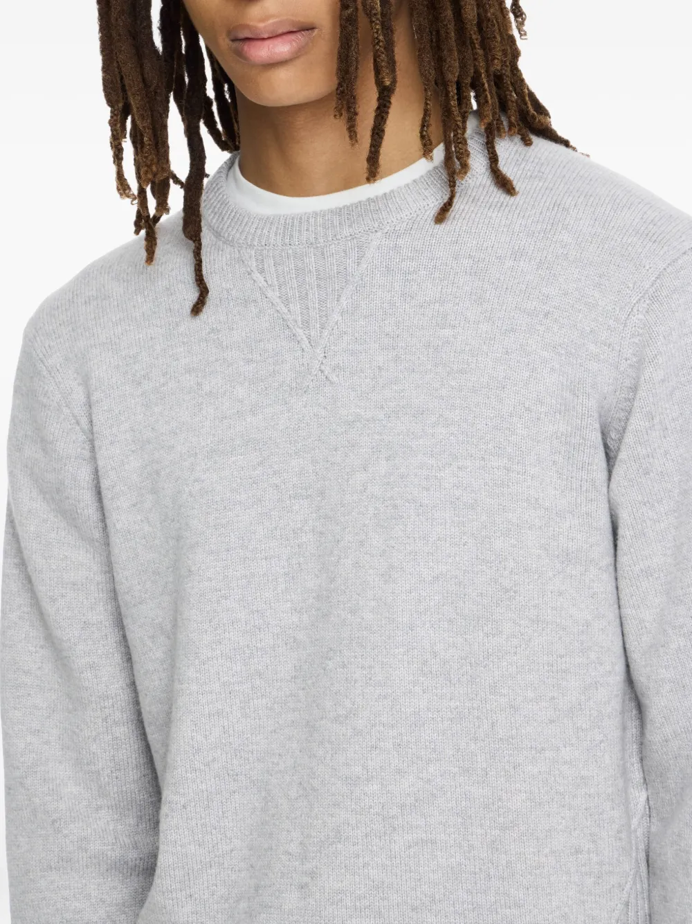 JW Anderson Trui met geribbelde afwerking en ronde hals Grijs
