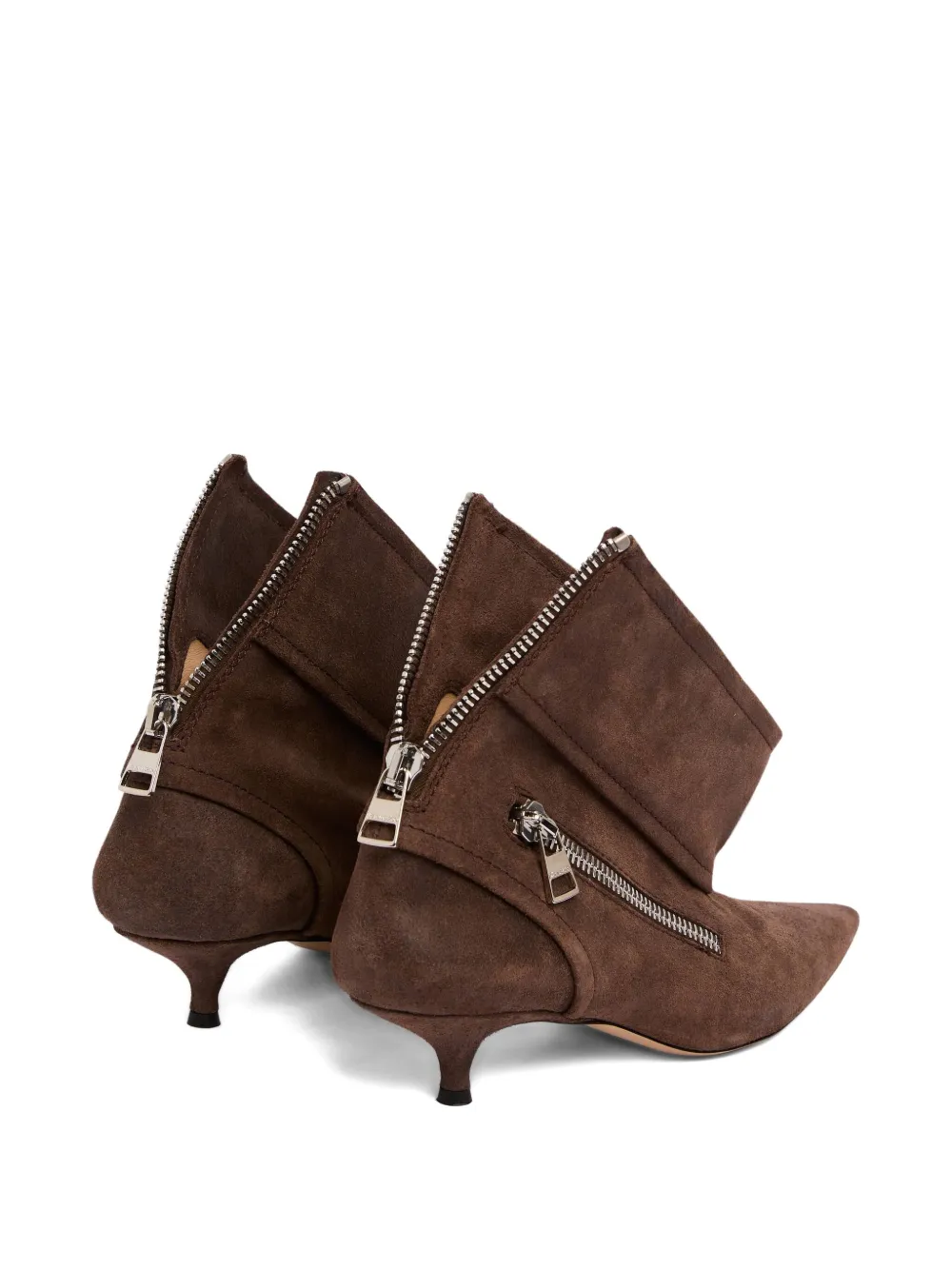 Jw Anderson Biker Suede Kitten-heel Booties In Brown