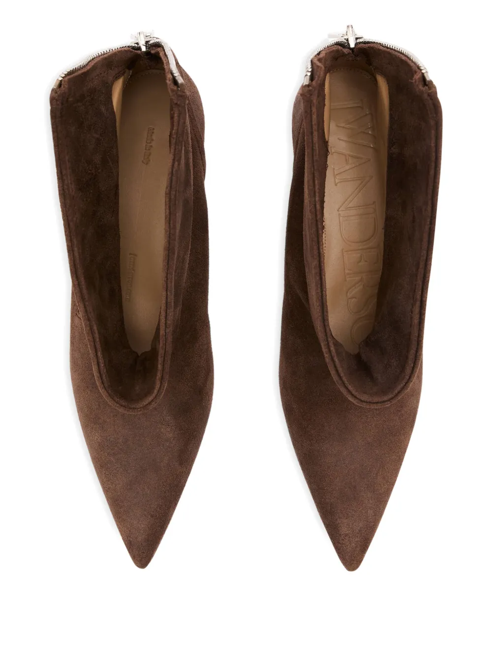 Jw Anderson Biker Suede Kitten-heel Booties In Brown