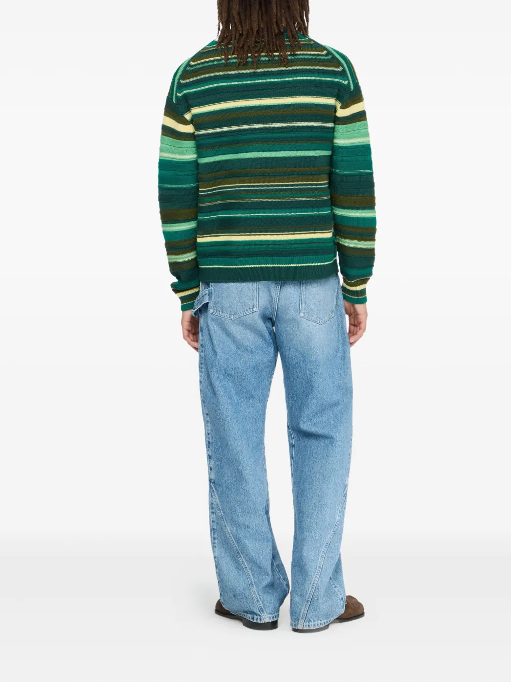 JW Anderson Gestreepte trui van merinowol Groen