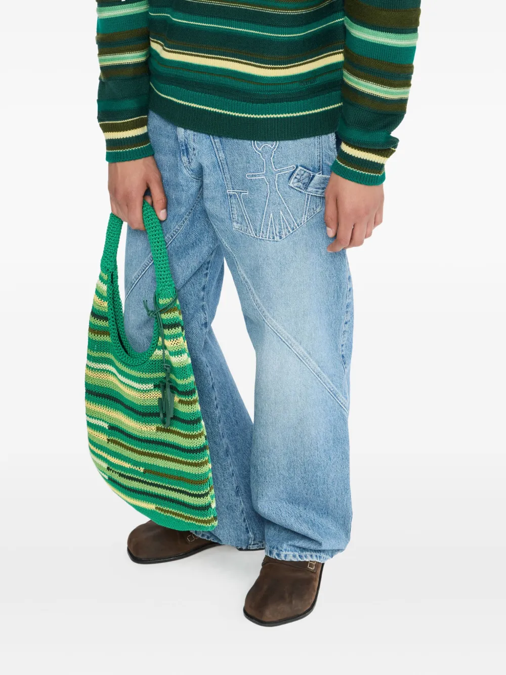 JW Anderson Gestreepte trui van merinowol Groen