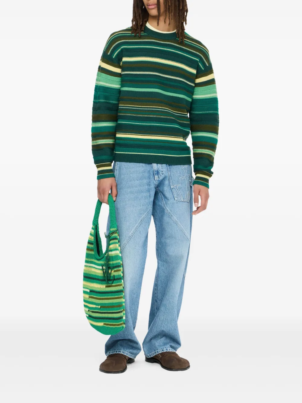 JW Anderson Gestreepte trui van merinowol Groen